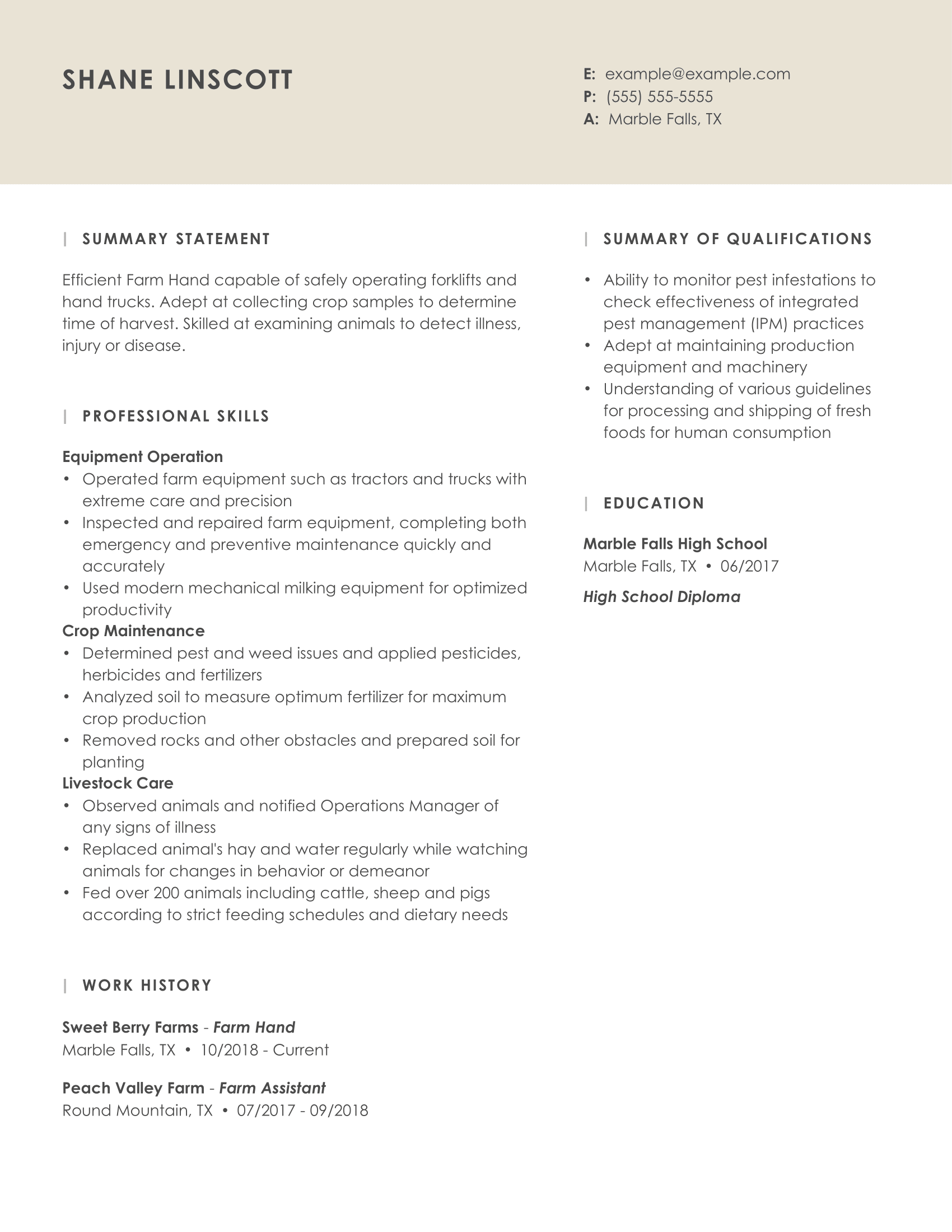 resume format agriculture student pdf