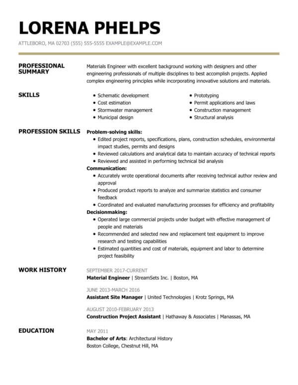 Entry level civil engineering resume examples