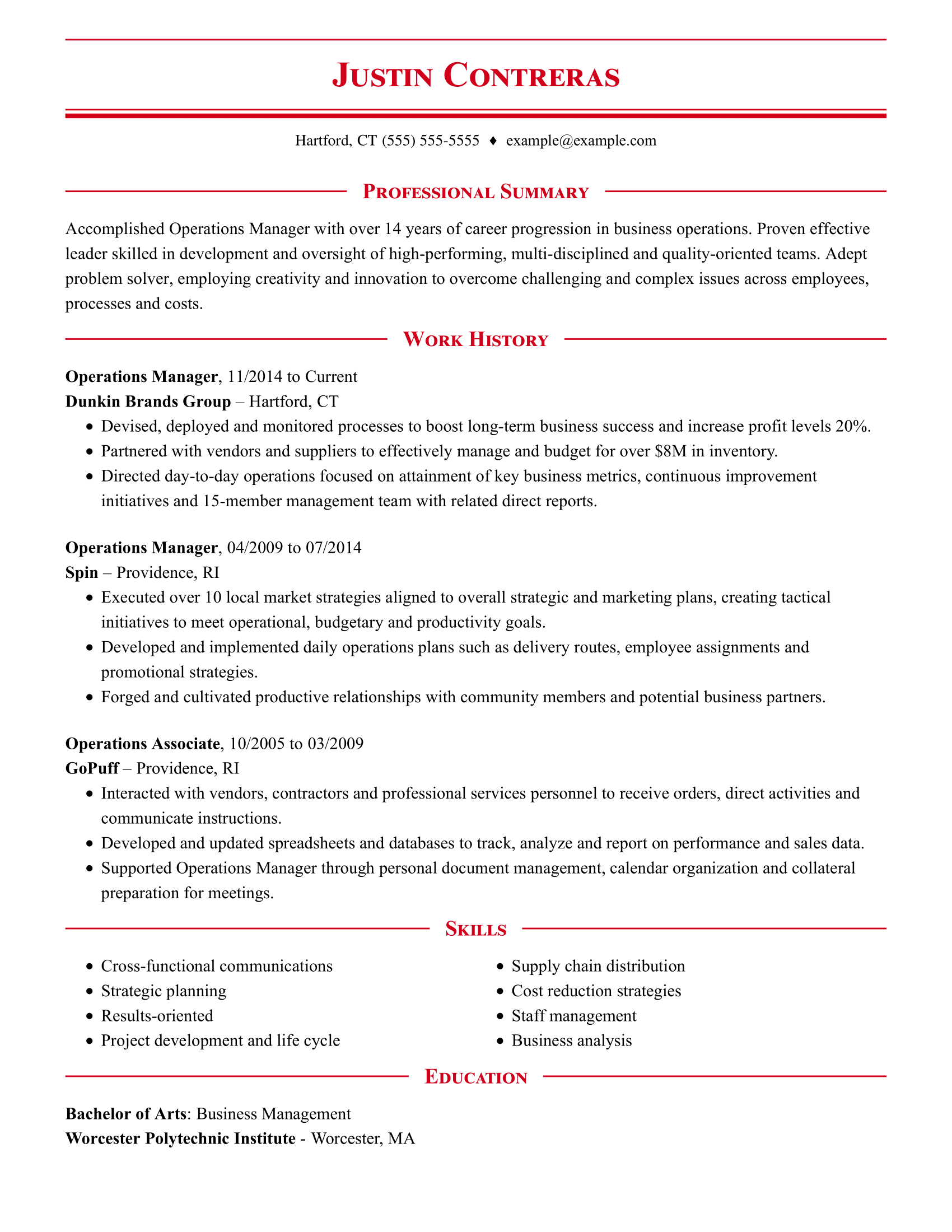 Professional Business Operations Resume Examples  LiveCareer