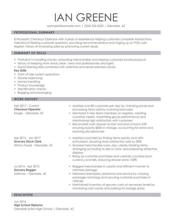 first job resume retail