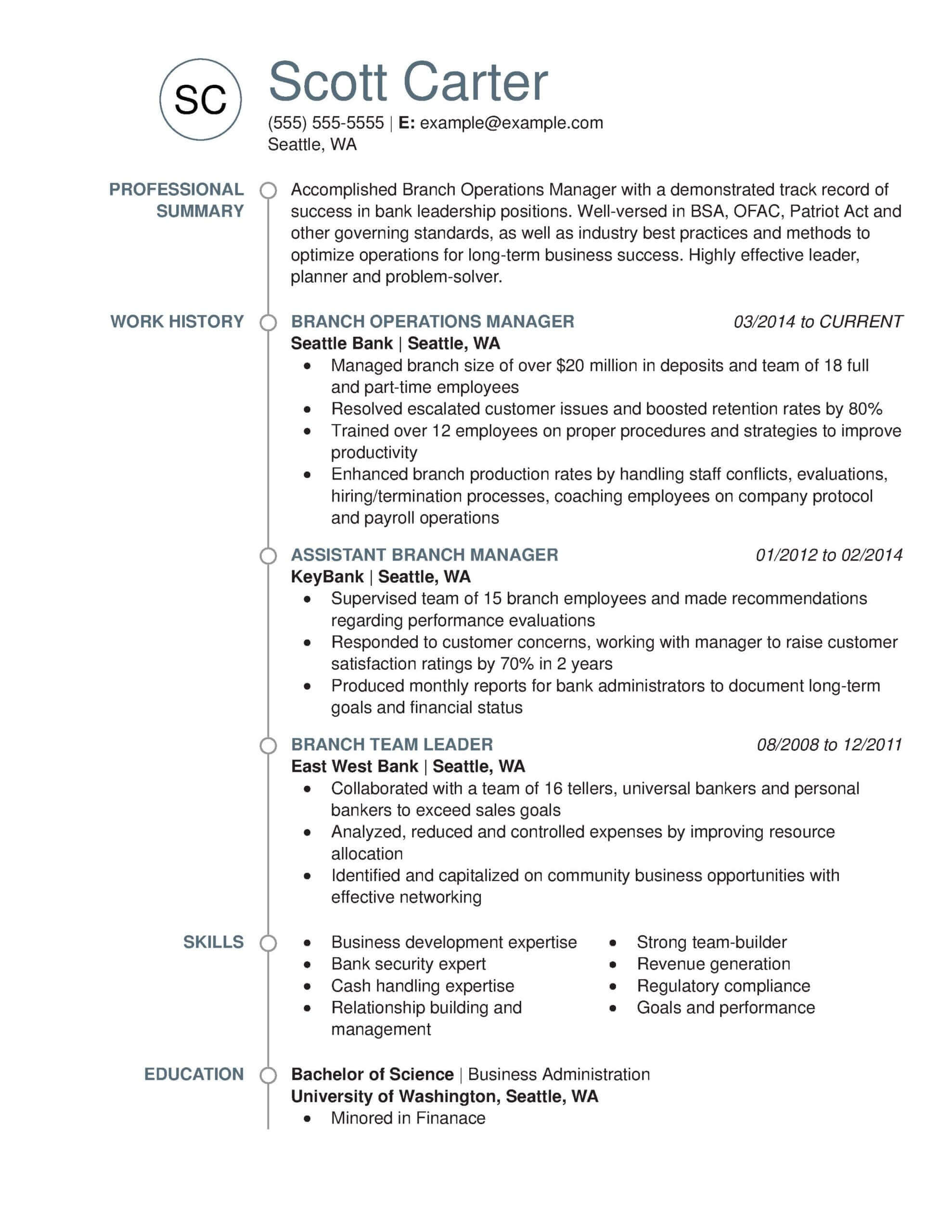 write a resume for bank job