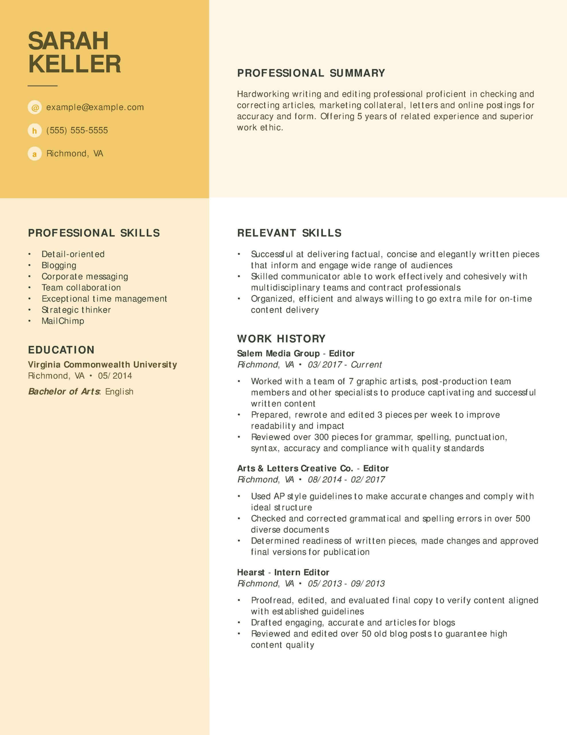 Professional Copywriting Resume Examples Livecareer