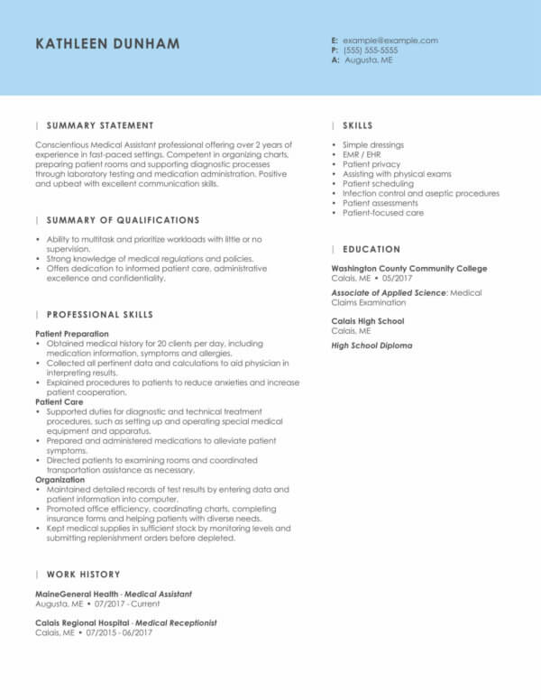 medical services resume format