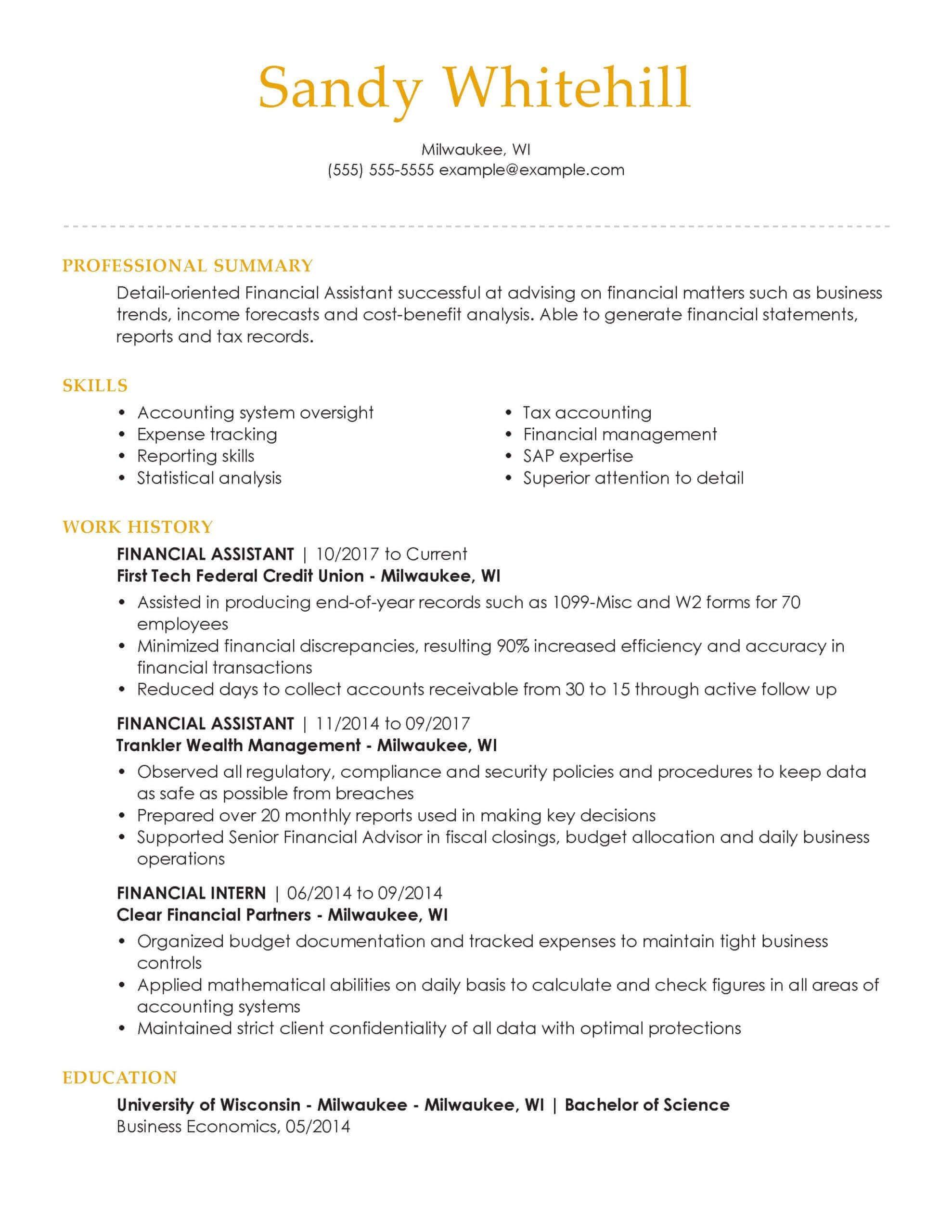 resume summary examples banking