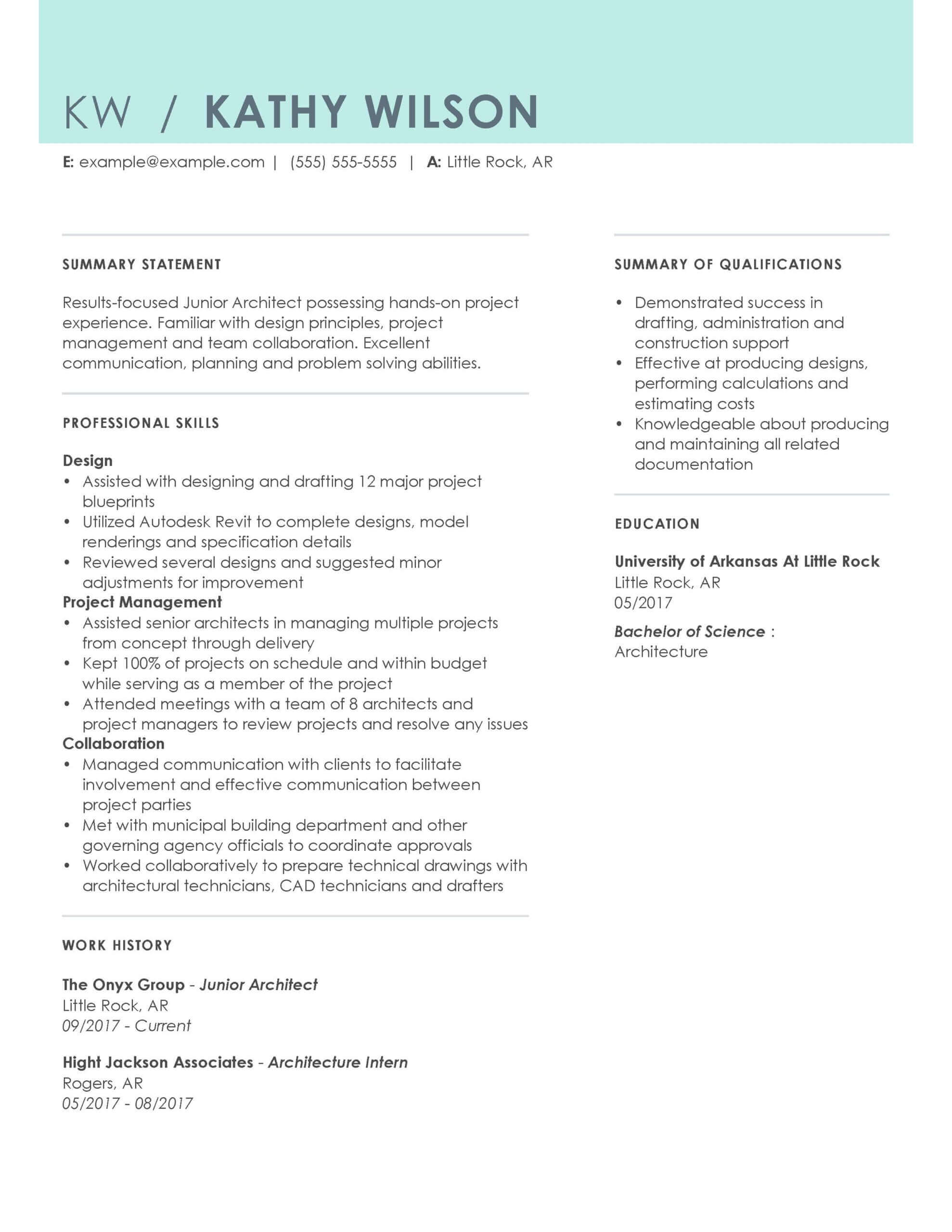 Professional Architecture Resume Examples | LiveCareer