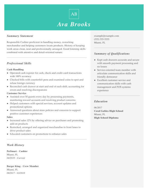 basic resume examples for retail jobs