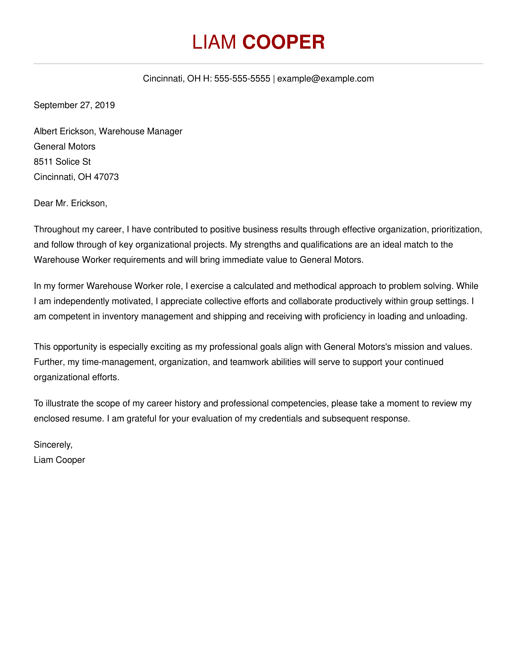 cover letter for inventory coordinator