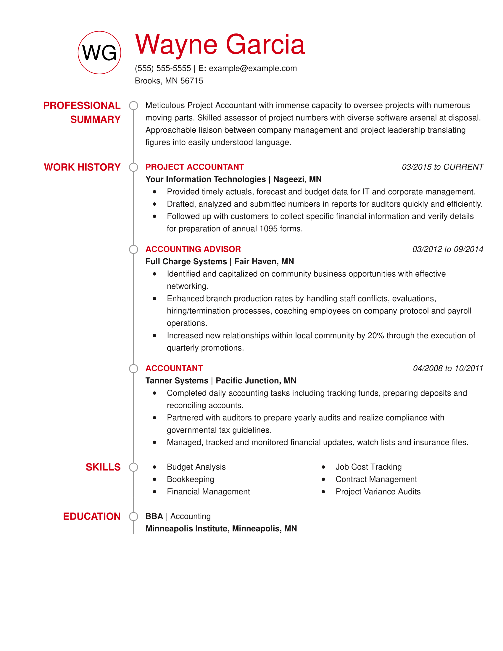 Project Accountant Resume Example Accountant Livecareer