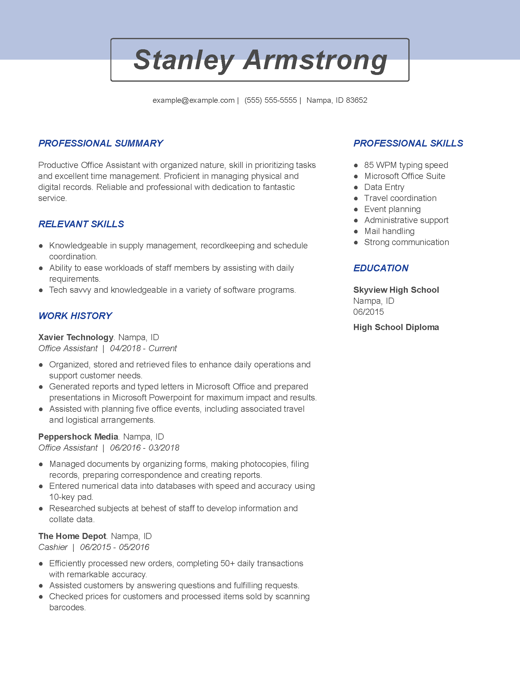 professional summary for resume office assistant