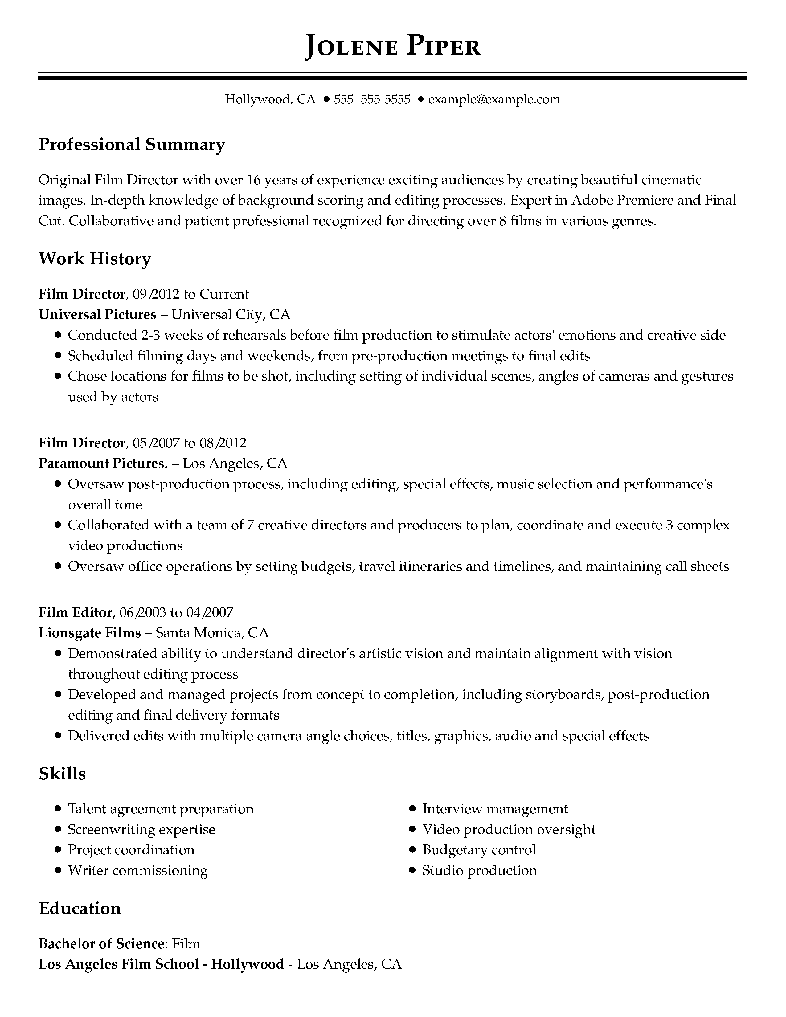 skills summary for resume example