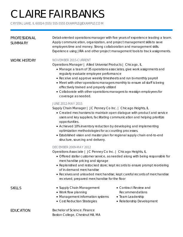 professional summary for resume operations manager