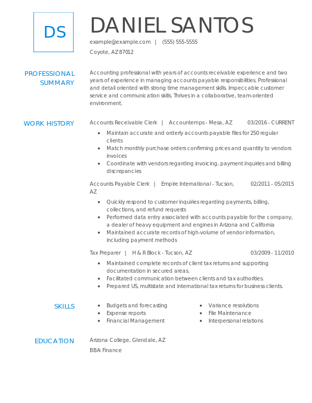 Accounts Receivable Clerk Resume Examples Billing Collections