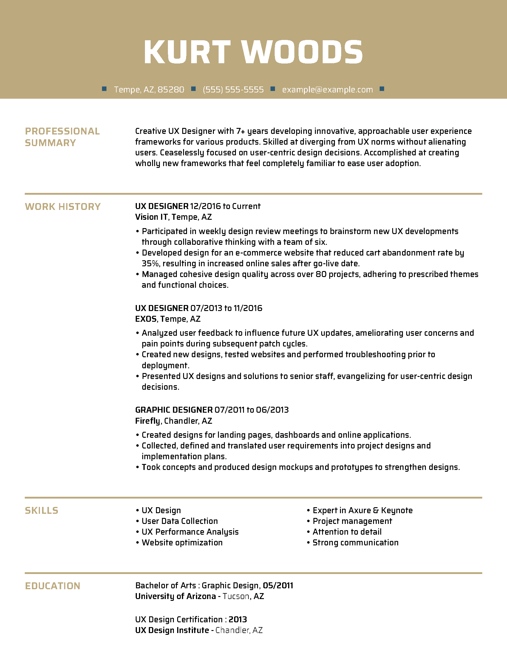 UX Designer Resume Examples | Graphic & Web Design
