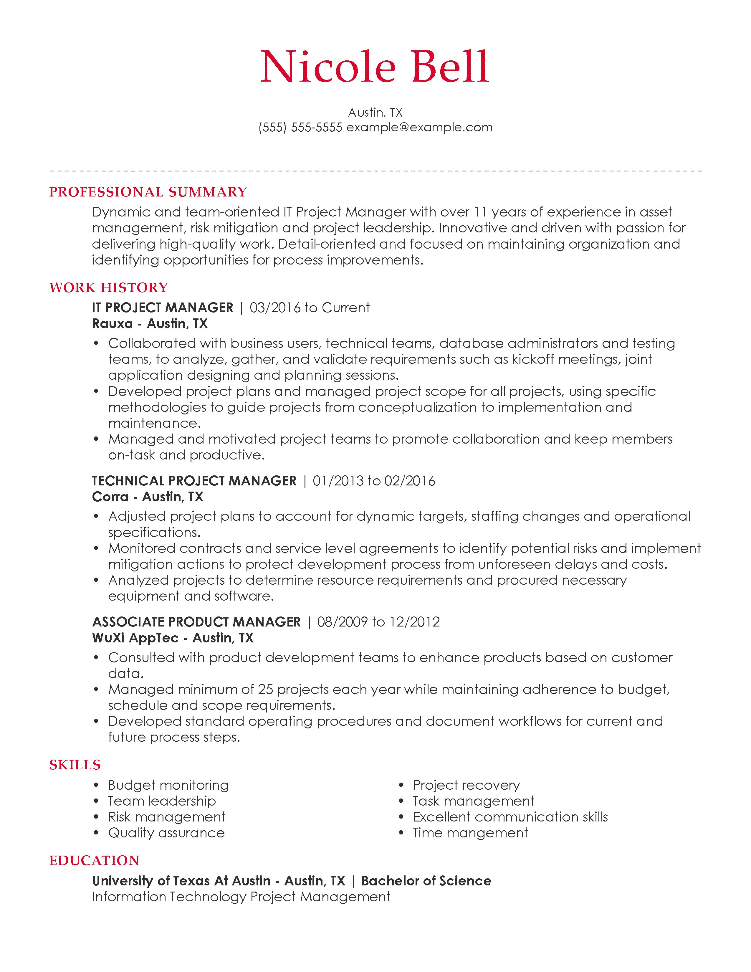 resume example it professional