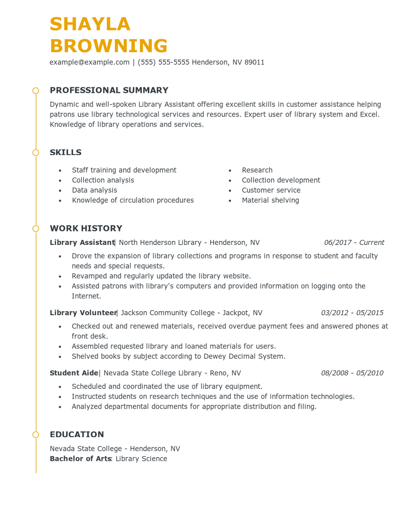 Library and Museum Resume Examples | LiveCareer