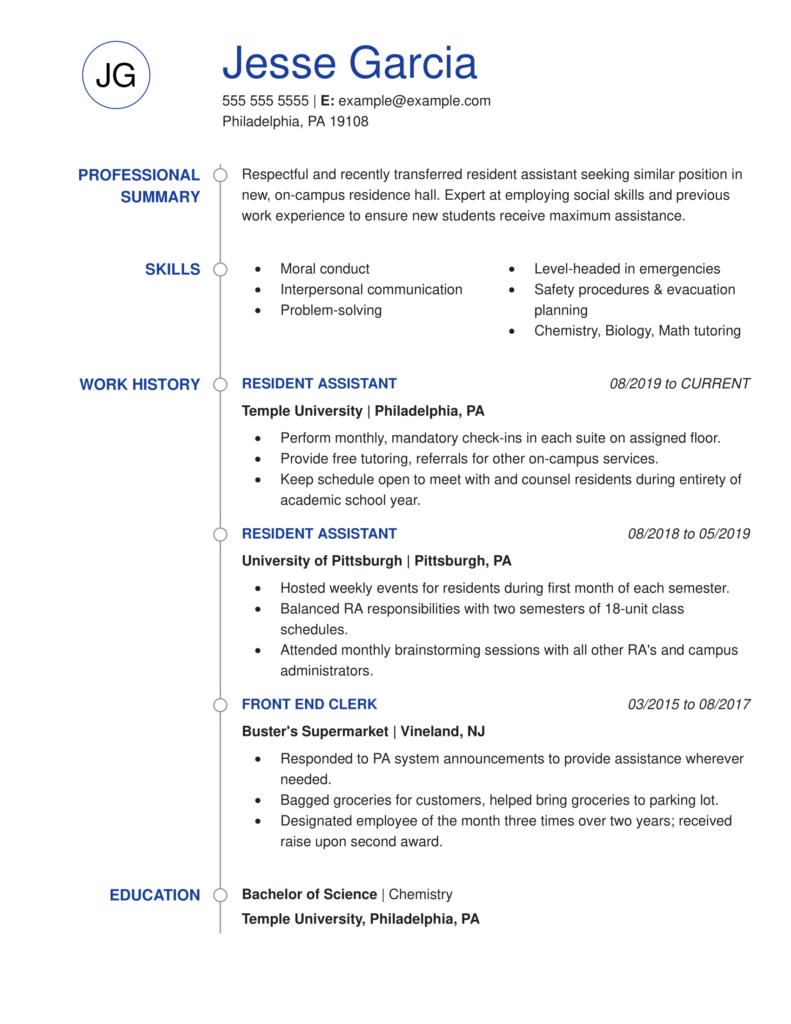 Professional Resident Assistant - Resident Assistant Standout 791x1024