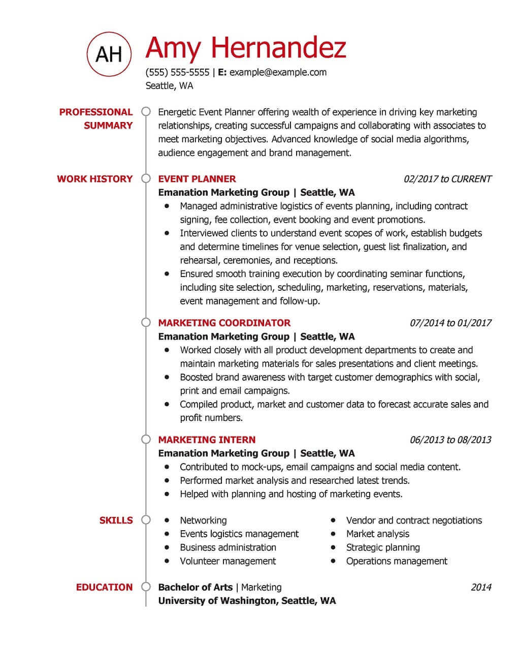 chronological master resume