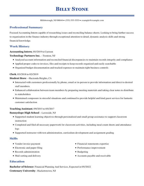 accountant resume examples 2022