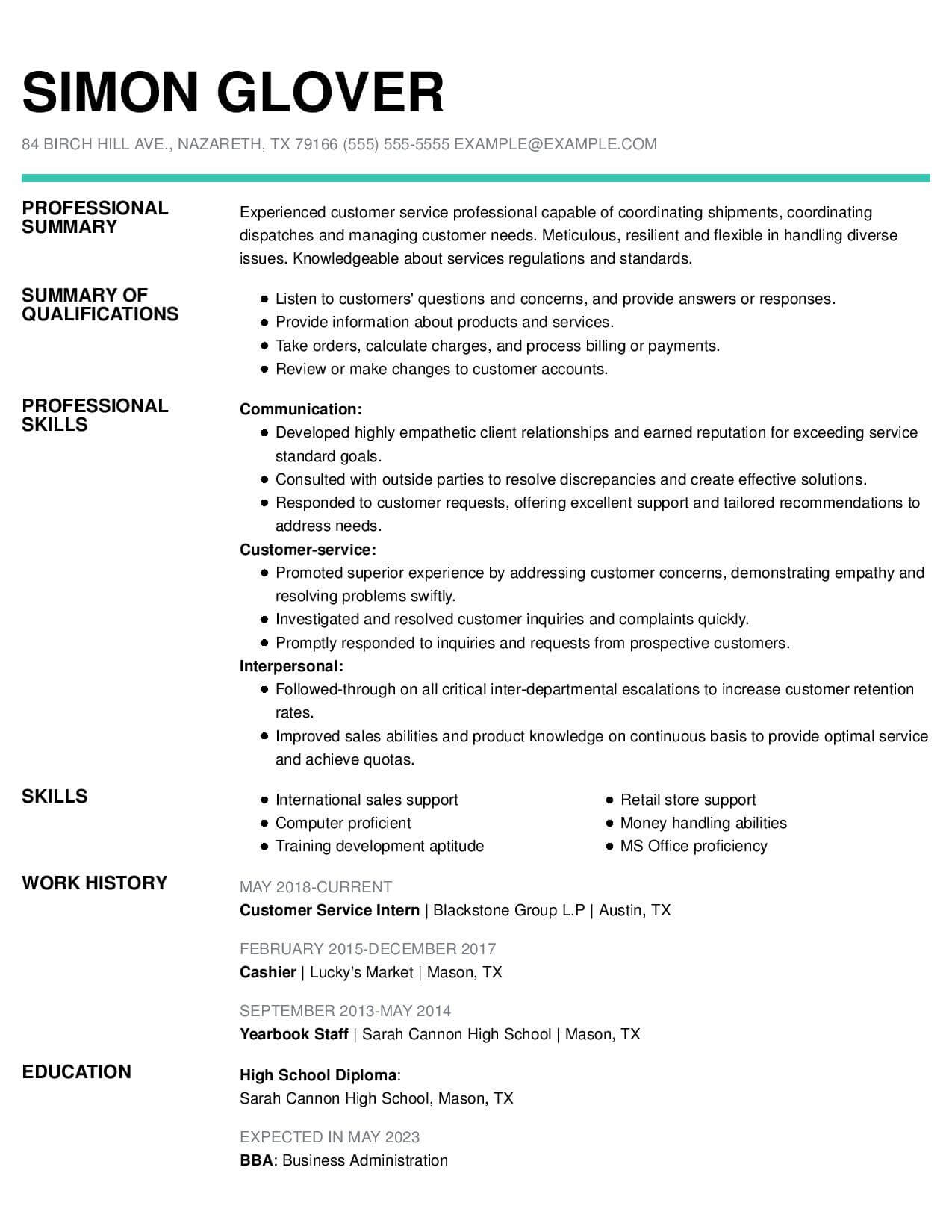 Customer Service Resume Examples  LiveCareer