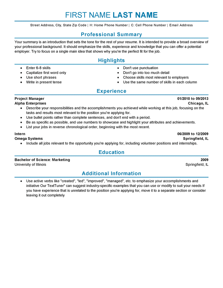 resume format experience details