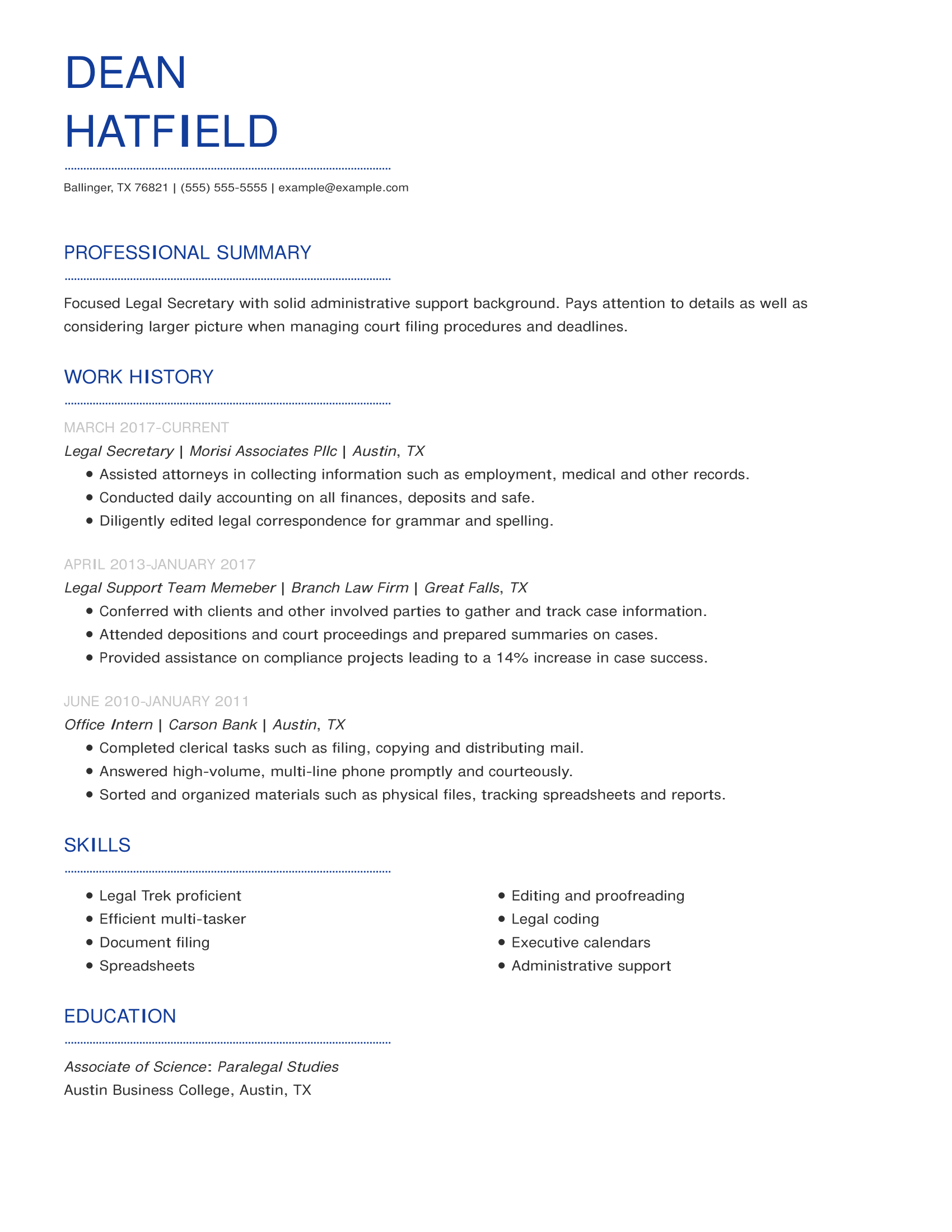 law internship resume examples