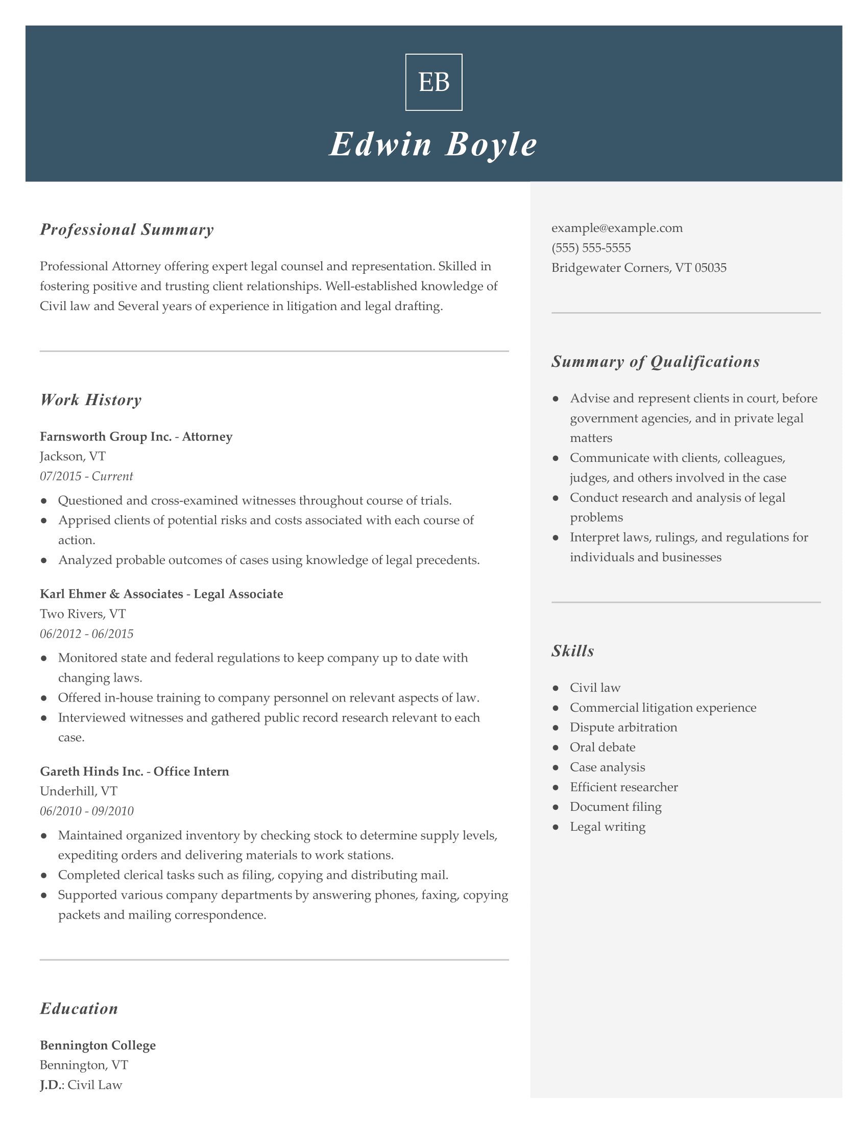 how to write resume for legal