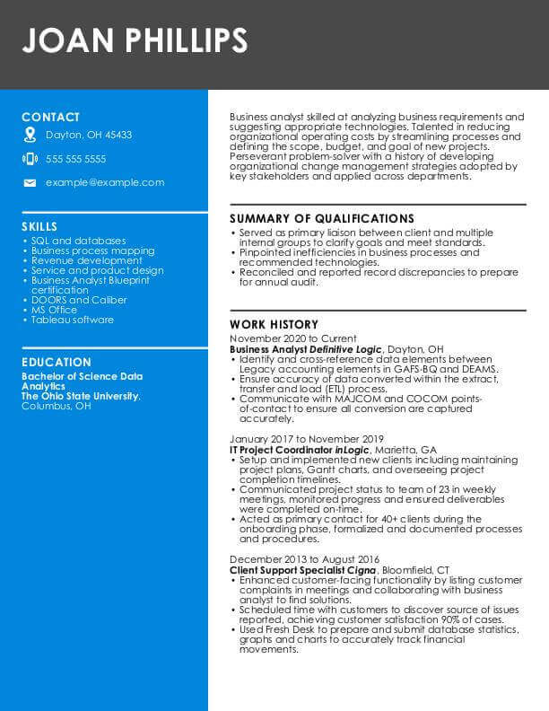 combination/hybrid resume examples