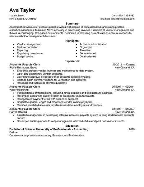 accounts payable helpdesk resume