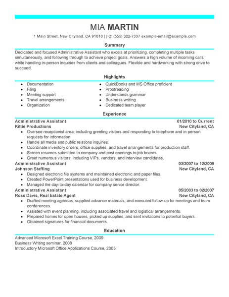 administrative assistant resume title