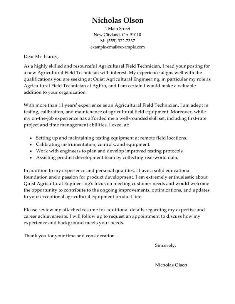 tech cover letter sample