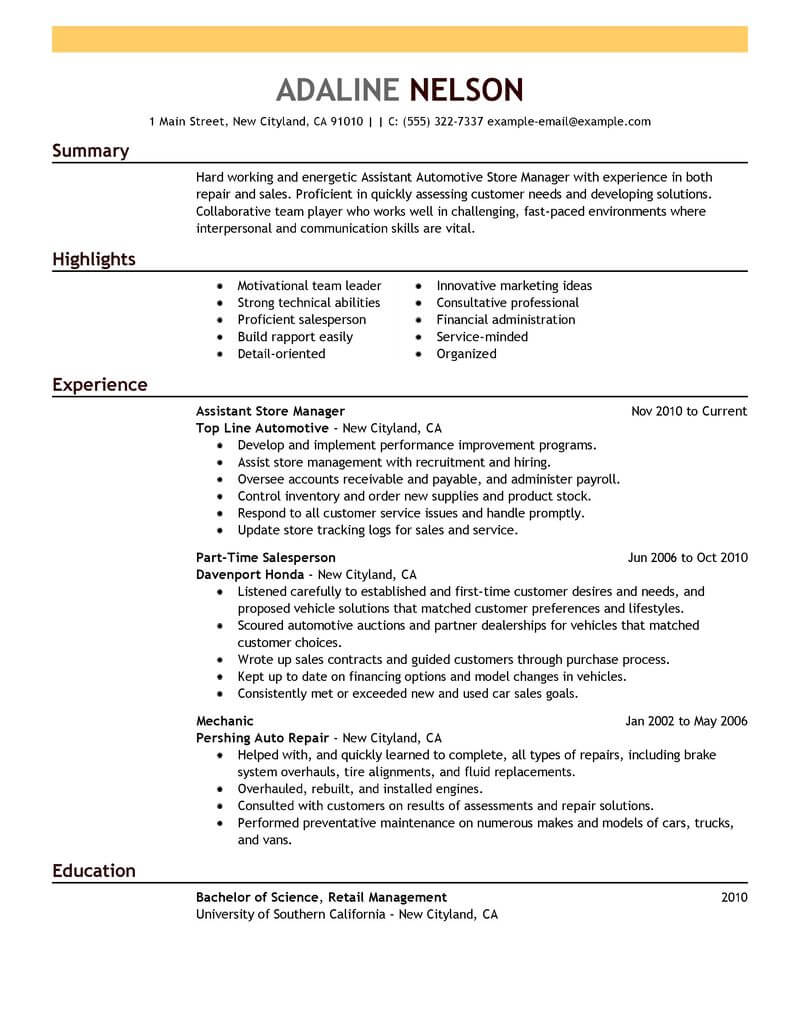 assistant job responsibilities for resume