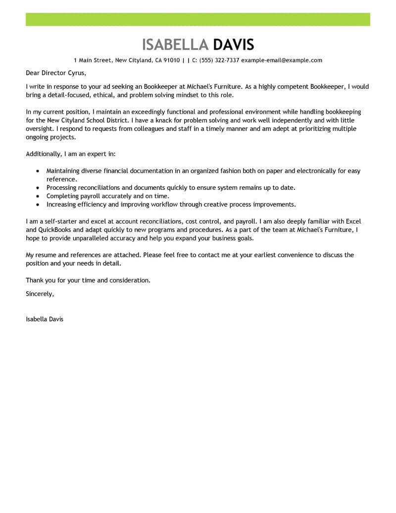 cover letter examples for bookkeeper jobs