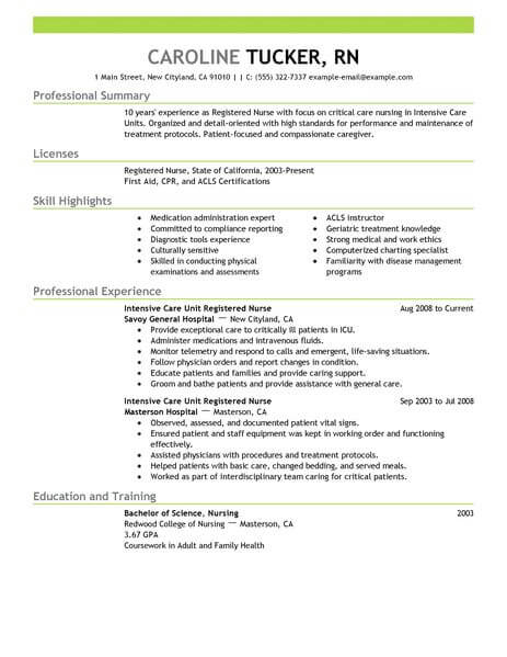 critical care resume