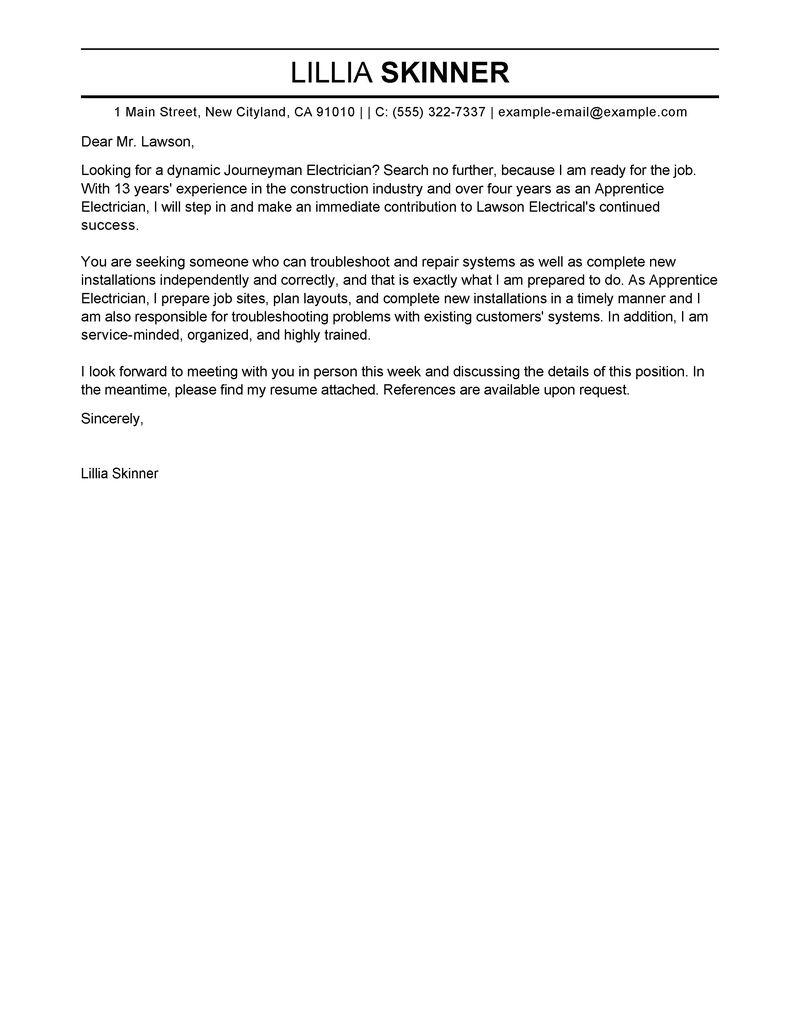 cover letter to apprenticeship