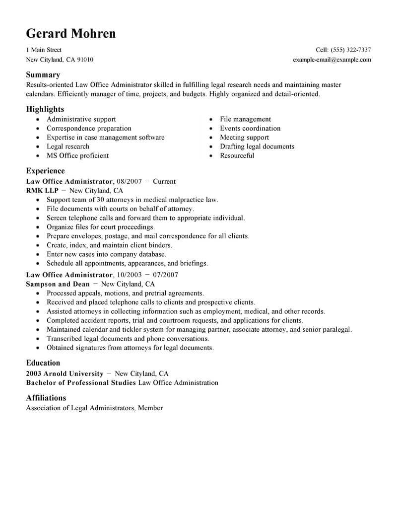 Professional Office Administrator Resume Examples | LiveCareer