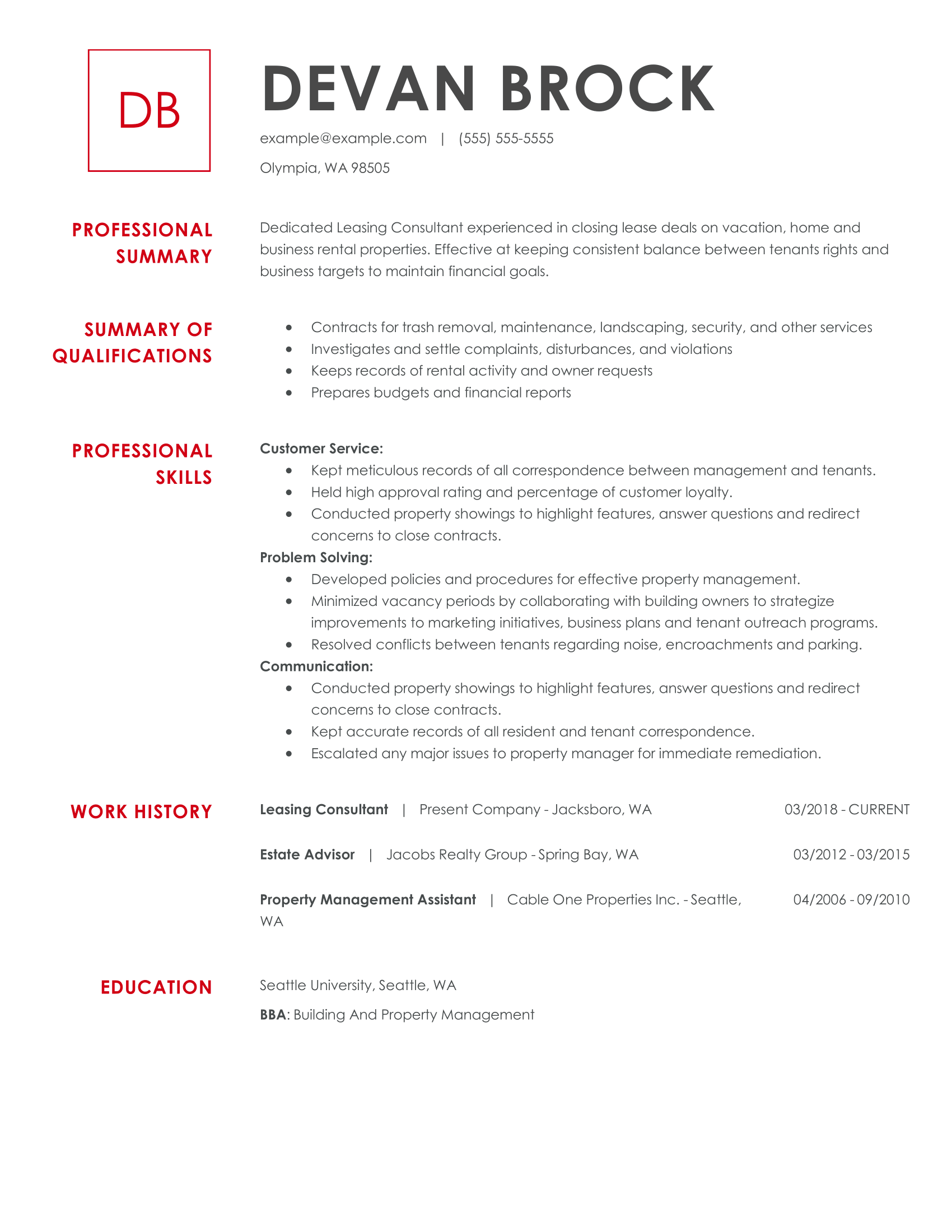 professional resume writer real estate