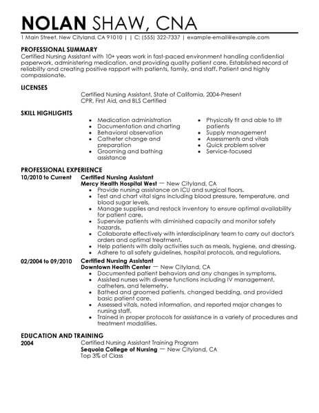 resume examples nursing aide