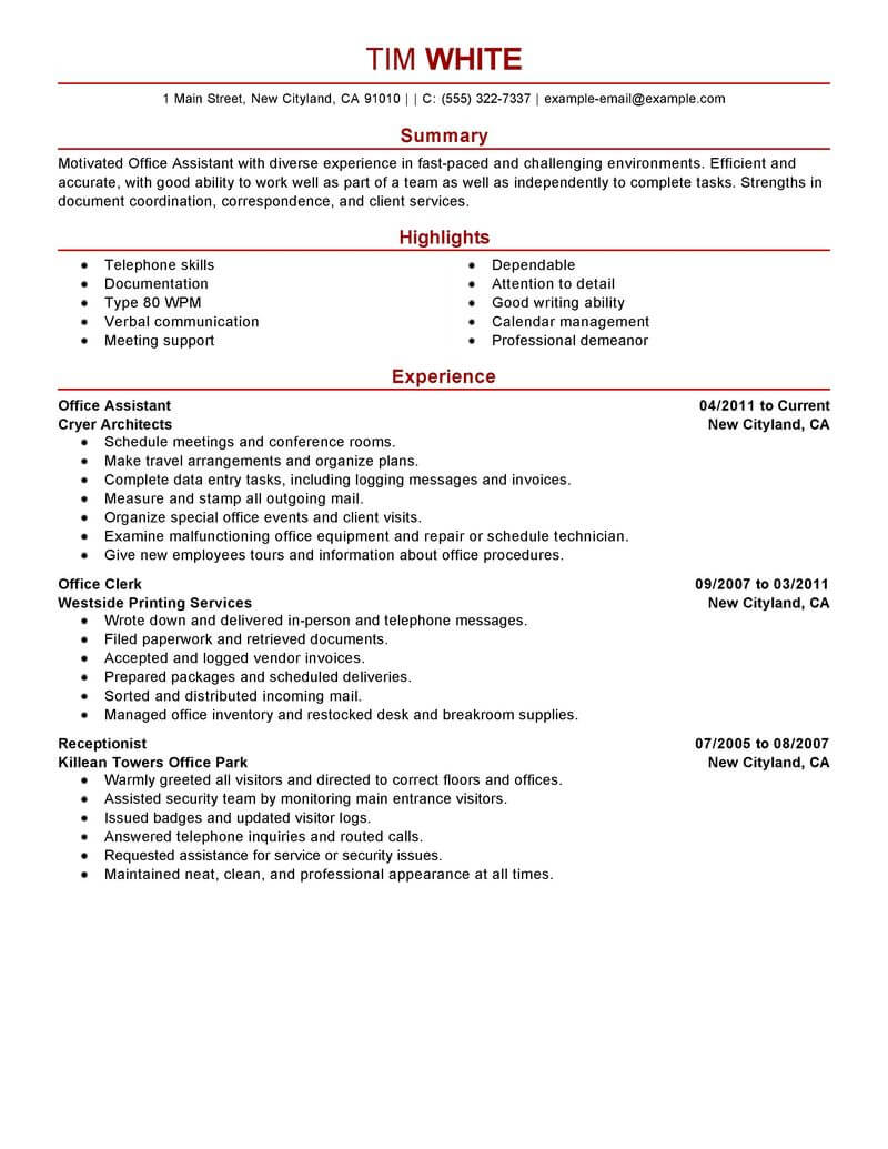 resume objective for a service crew