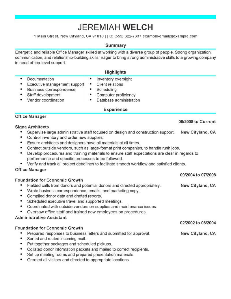 Office Manager Resume Template for Microsoft Word | LiveCareer