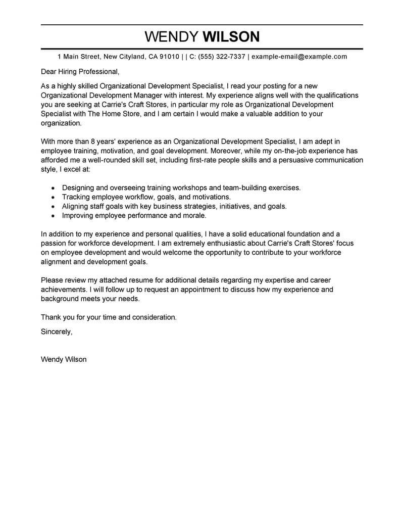 Professional Shift Leader Cover Letter Examples  LiveCareer