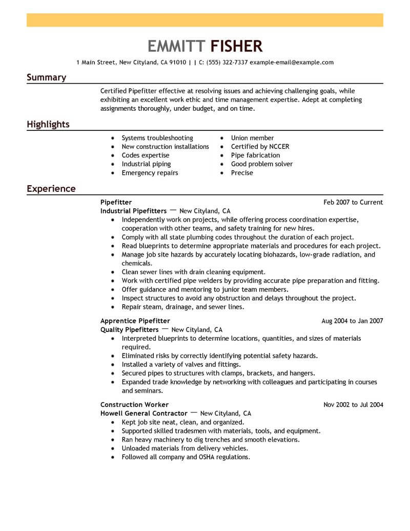 objective on resume for plumber