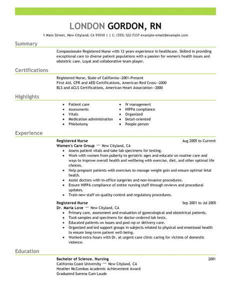 registered nurse resume keywords