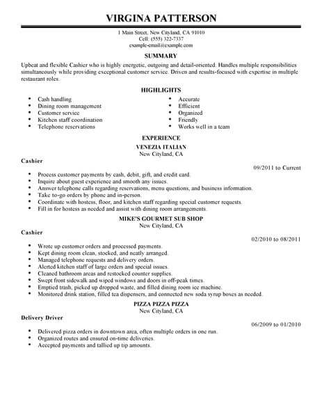 cashier job description for resume reddit