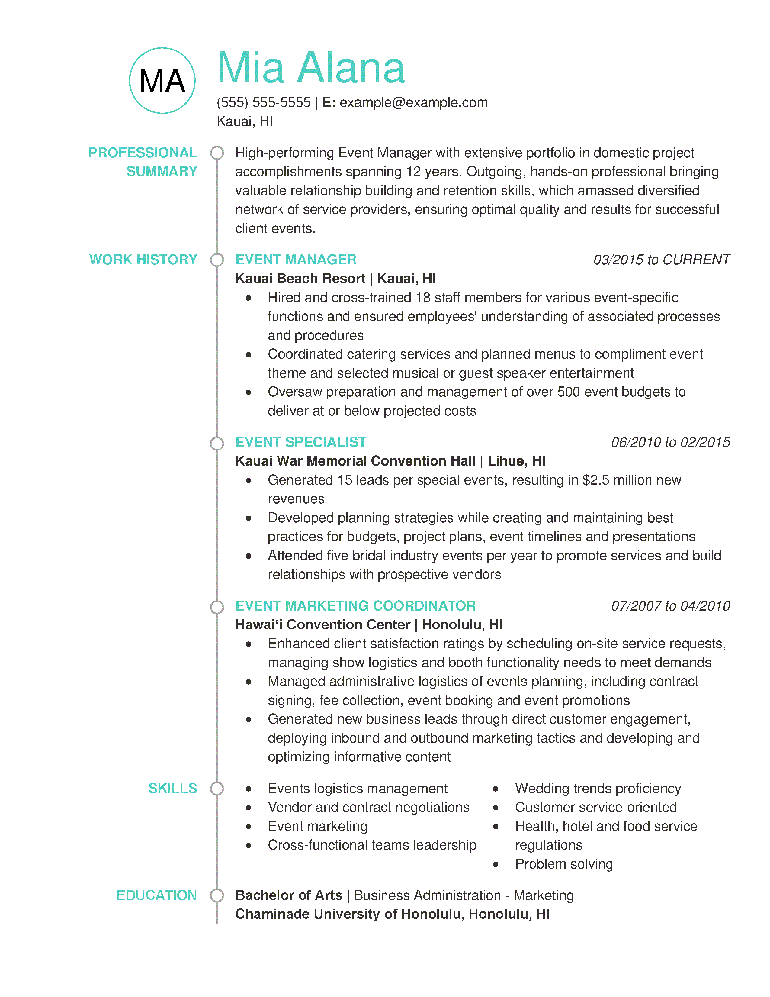 summary for event resume