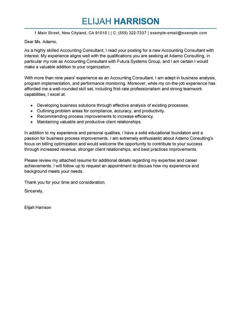 sample cover letter for consultancy services