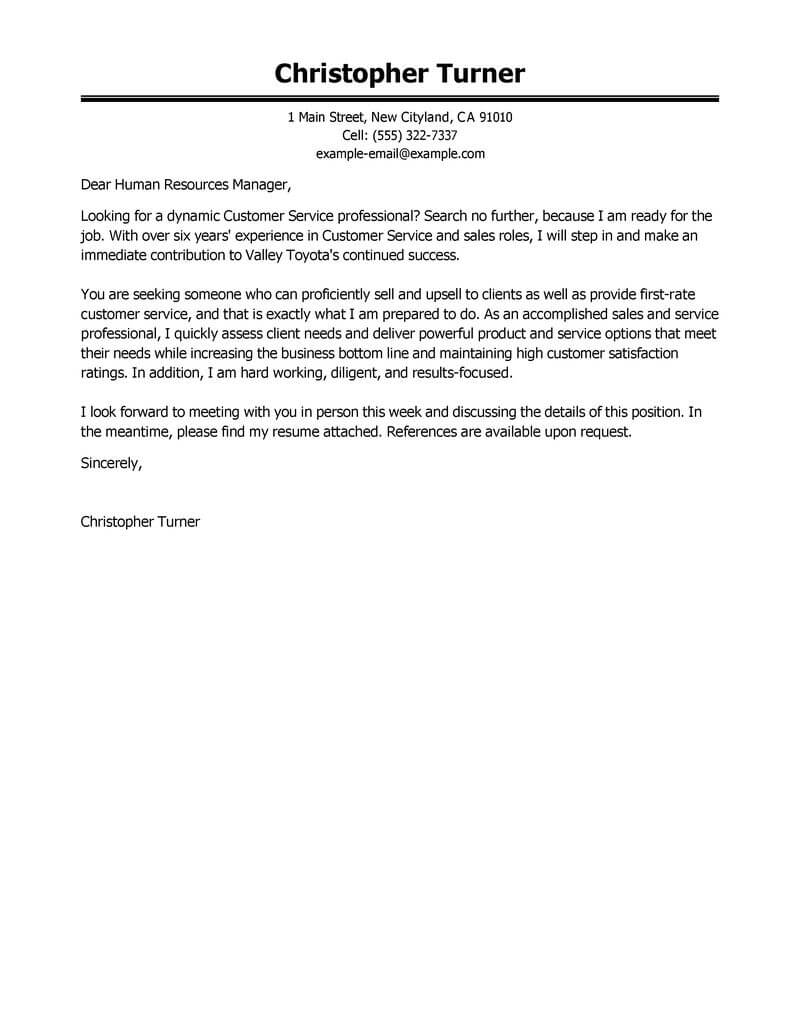 Cover Letter For Customer Service Position from www.livecareer.com