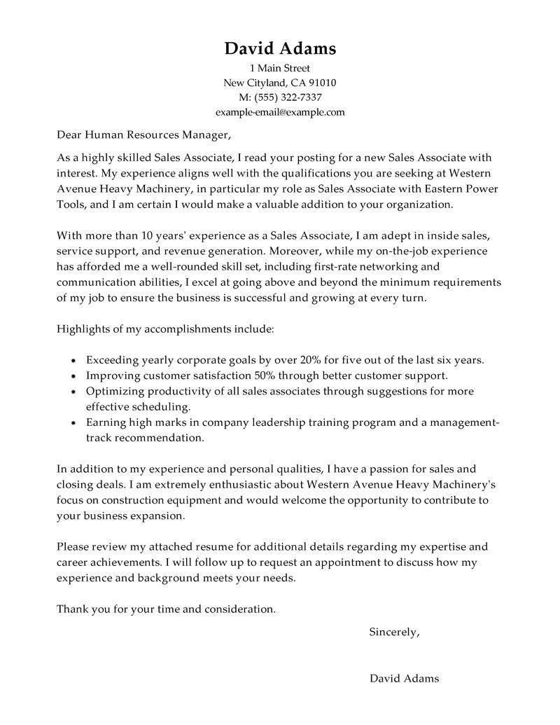 Sample Cover Letter For Sales from www.livecareer.com