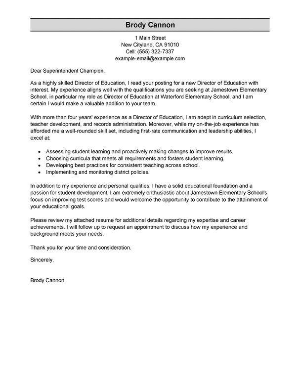 Professional Director Of Education Cover Letter Examples Livecareer