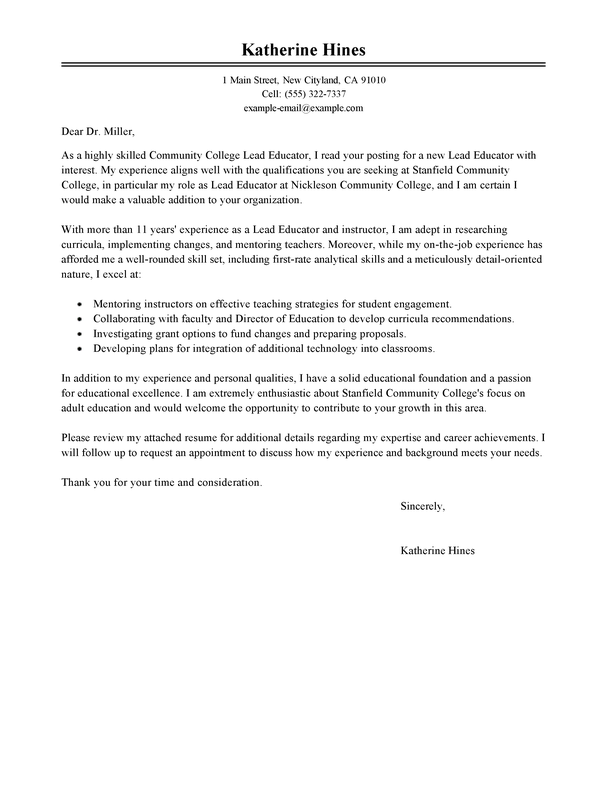 Teachers Letter Of Interest from www.livecareer.com