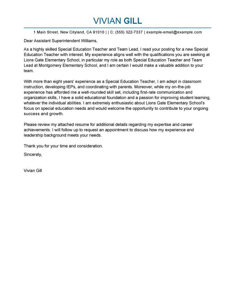 education leadership cover letter examples